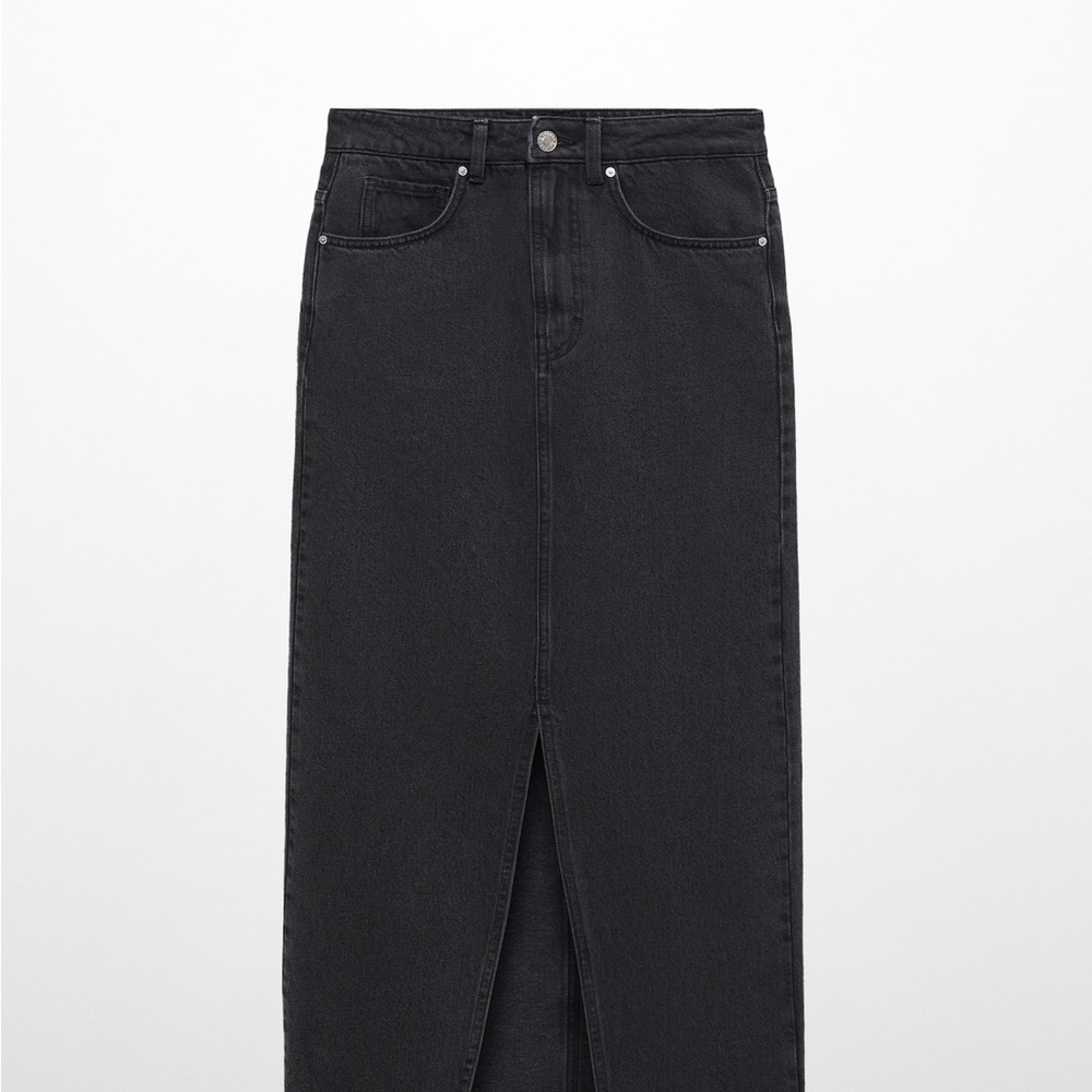 Mango Black Denim Maxi Skirt